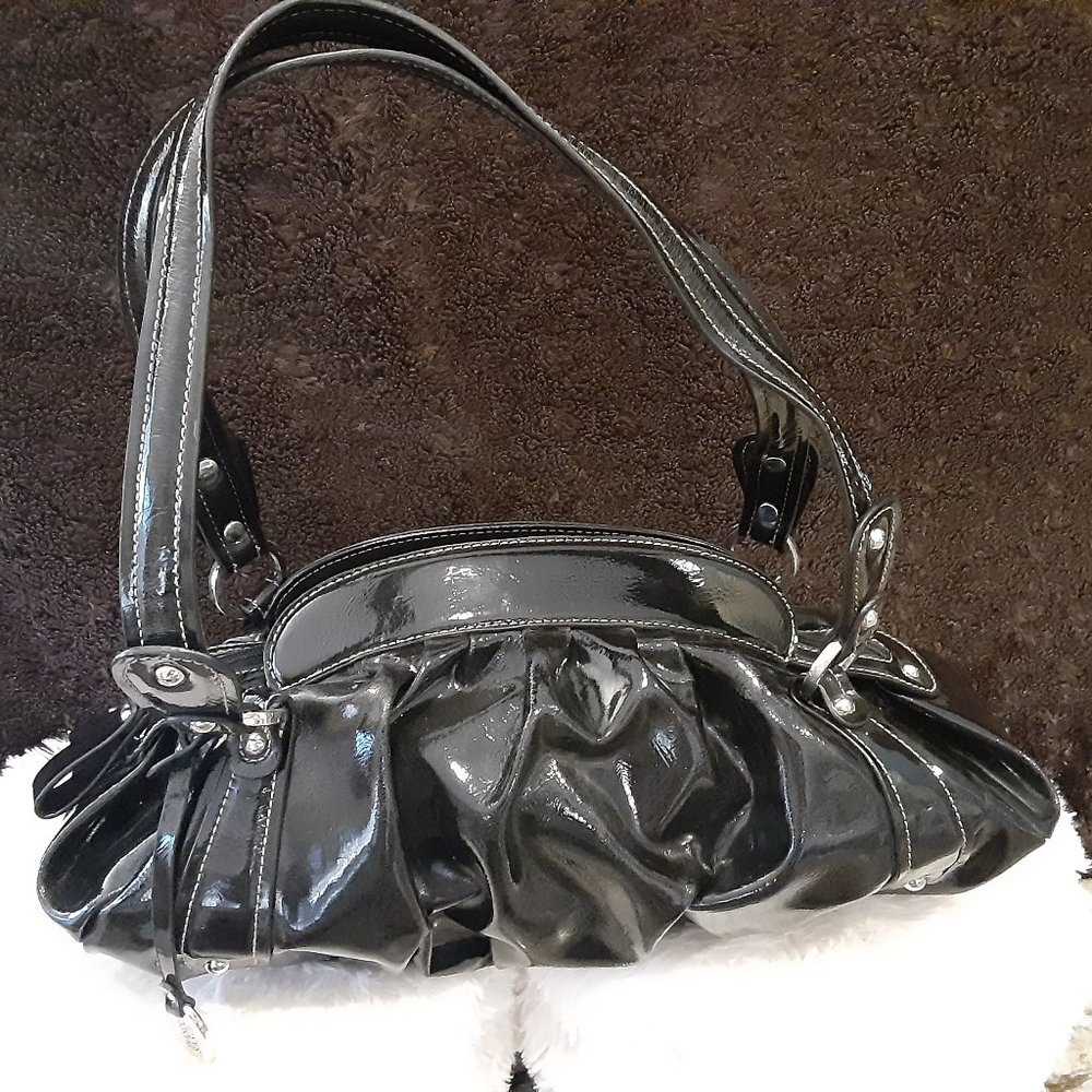 Franco Sarto Black Patent Leather Mini Bag